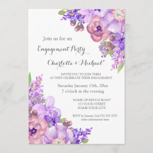 Rustic Lilac Purple Engagement Party Invitations