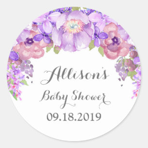 Rustic Lilac Purple Floral Baby Shower Tag