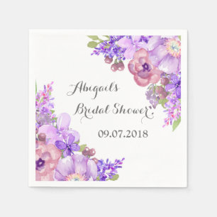Rustic Lilac Purple Floral Bridal Shower Napkins