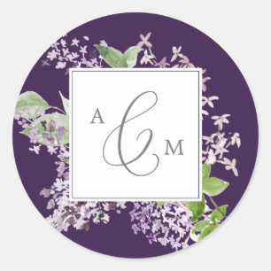 Rustic Lilac Purple Monogram Wedding Envelope Seal