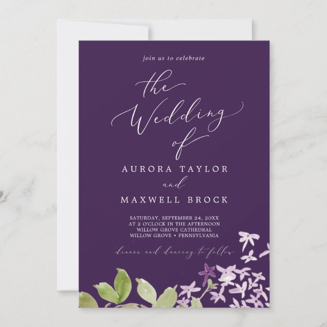 Rustic Lilac | Purple The Wedding Of Invitation (Front)