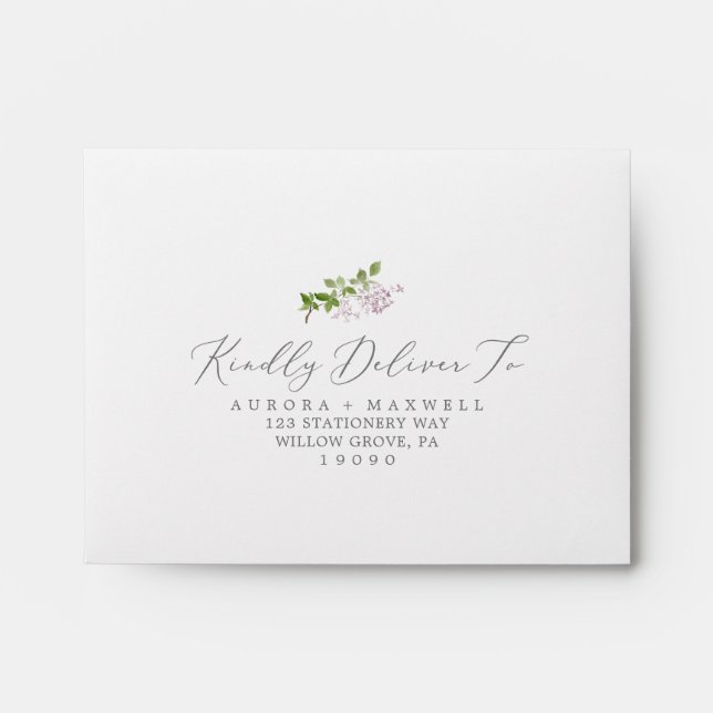 Rustic Lilac Self-Addressed RSVP Envelope (Front)