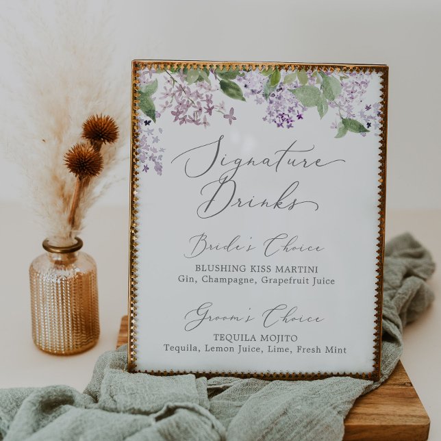 Rustic Lilac Signature Drinks Sign (Creator Uploaded)