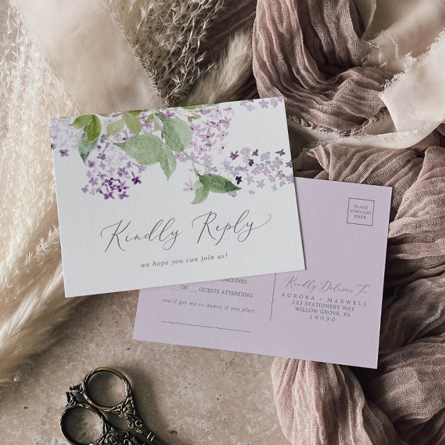 Rustic Lilac Song RSVP Postcard (Creator Uploaded)