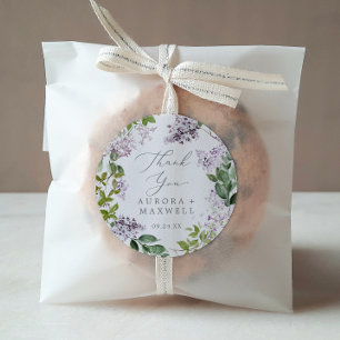 Rustic Lilac Thank You Wedding Favour Sticker