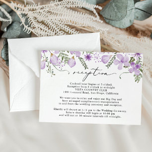 Rustic Lilac Watercolor Floral Wedding Reception  Enclosure Card