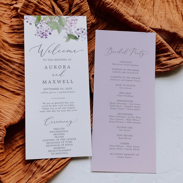 Rustic Lilac Wedding Program Programme (Creator Uploaded)