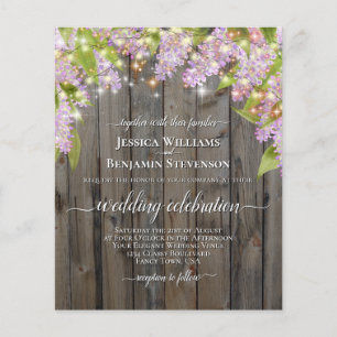 Rustic Lilacs & Lights BUDGET Wedding Invitation