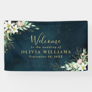 Rustic Lily Floral Dusty Eucalyptus Greenery Banner