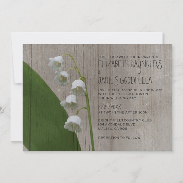 Rustic Lily of the Valley Wedding Invitations (Front)