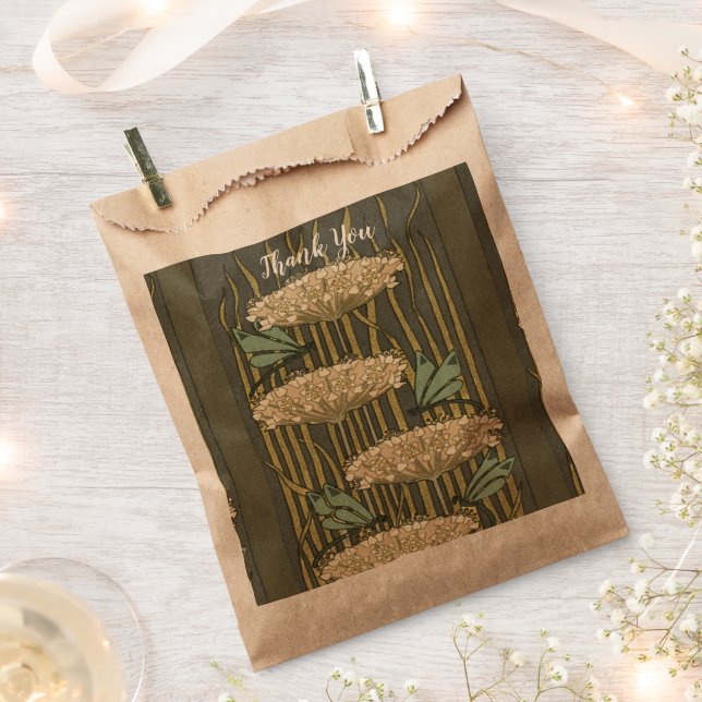 Rustic Lilypad Art Deco Thank You Favour Bags (Clipped)