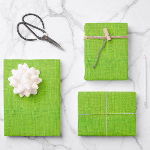 Rustic Lime Green Faux Burlap Texture Wrapping Paper Sheet
