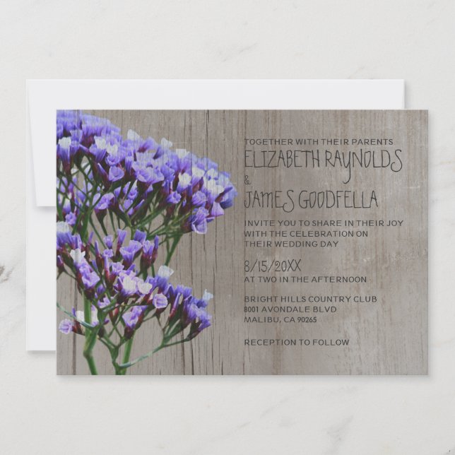 Rustic Limonium Wedding Invitations (Front)