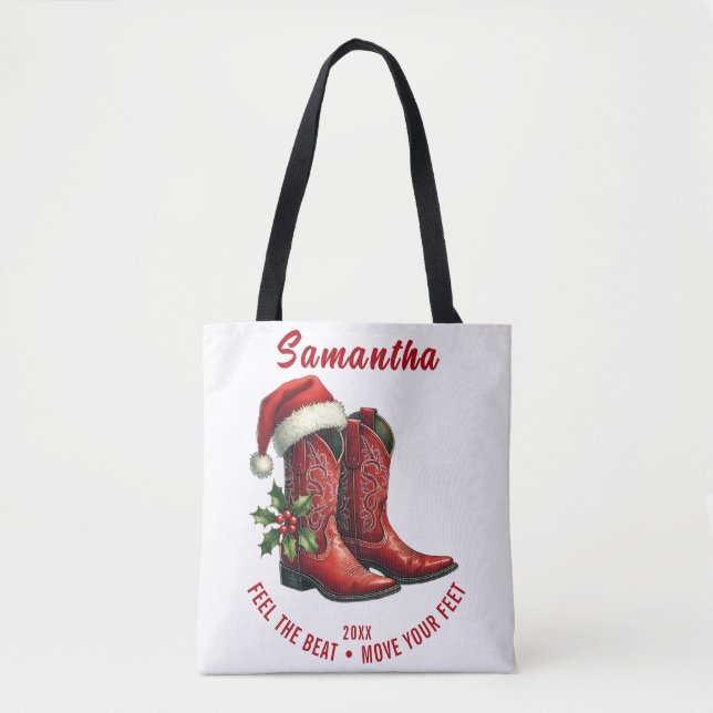 Rustic Line Dance Cowboy Boots Tote Bag (Front)