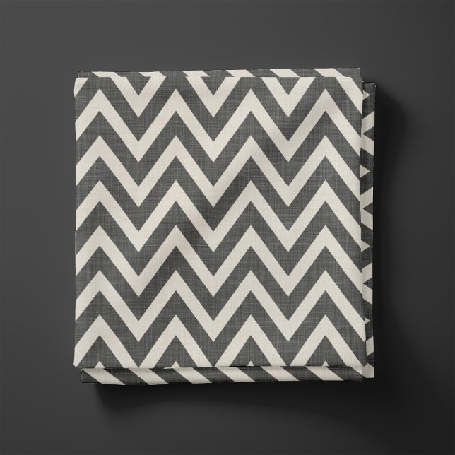 Rustic Linen Beige and Charcoal Grey Chevron Fabric (Creator Uploaded)