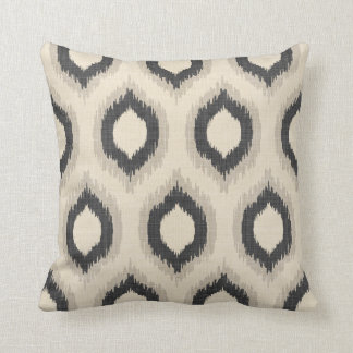 Rustic Linen Beige and Grey Ikat Print Cushion