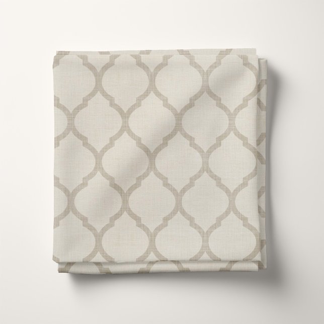 Rustic Linen Beige and Taupe Moroccan Quatrefoil Fabric (Creator Uploaded)