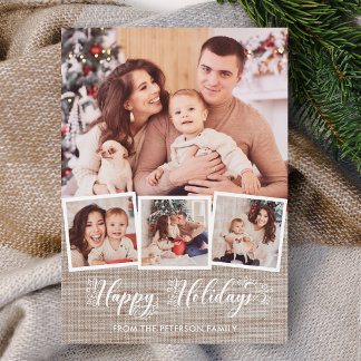 Rustic Linen & Happy Holidays Script 4-Photo 
