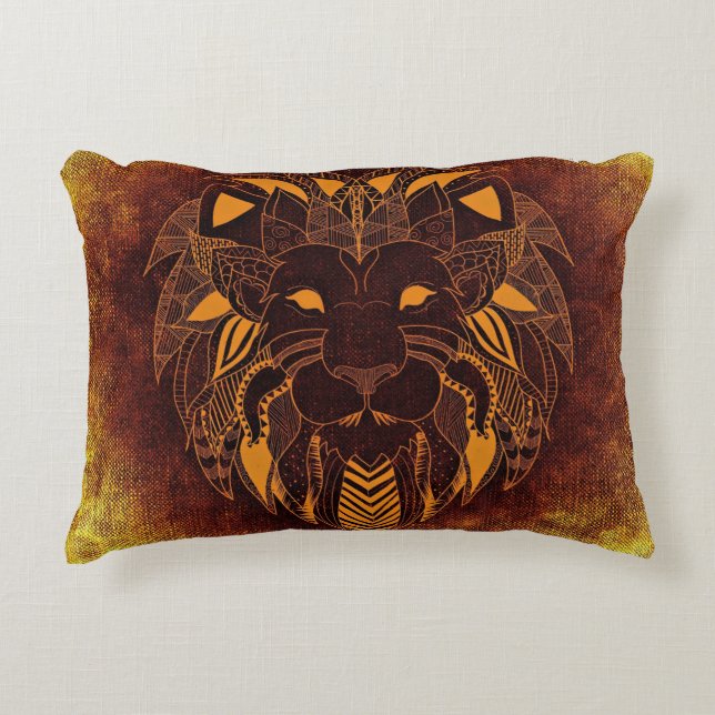 Rustic Lion Head Decorative Cushion (Front)
