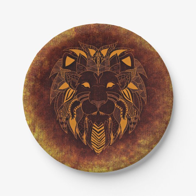 Rustic Lion Head  Paper Plate (Front)