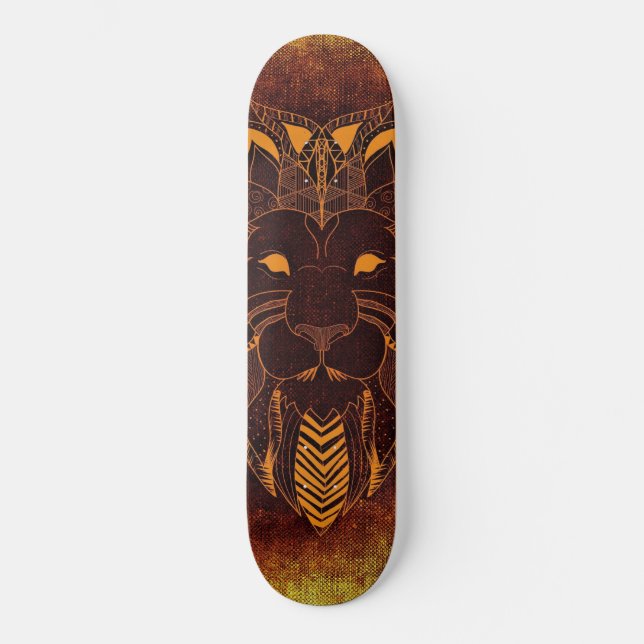 Rustic Lion Head Skateboard (Front)