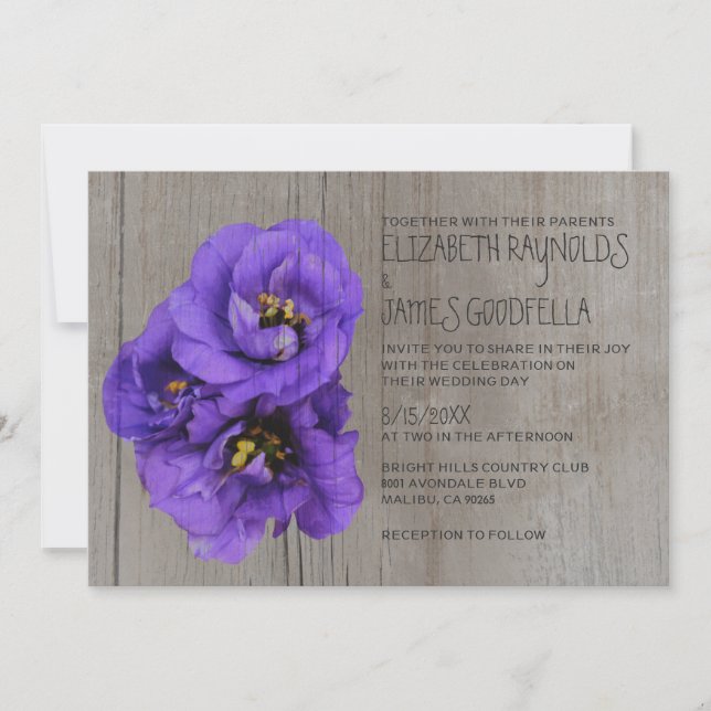 Rustic Lisianthus Wedding Invitations (Front)