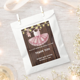 Rustic Little Ballerina Tutu Glitter Baby Shower Favour Bags
