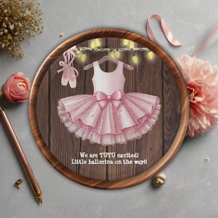 Rustic Little Ballerina Tutu Glitter Baby Shower Paper Plate