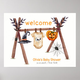 Rustic Little Boo Clothesline Baby Shower Welcome Poster