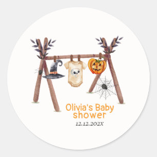 Rustic Little Boo Halloween Clothes Baby Shower  Classic Round Sticker