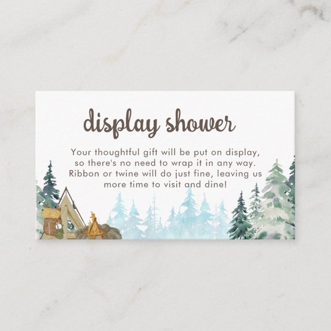 Rustic Little Camper Baby Shower Display Shower Enclosure Card (Front)