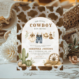 Rustic Little Cowboy Acrylic Baby Shower Invitations