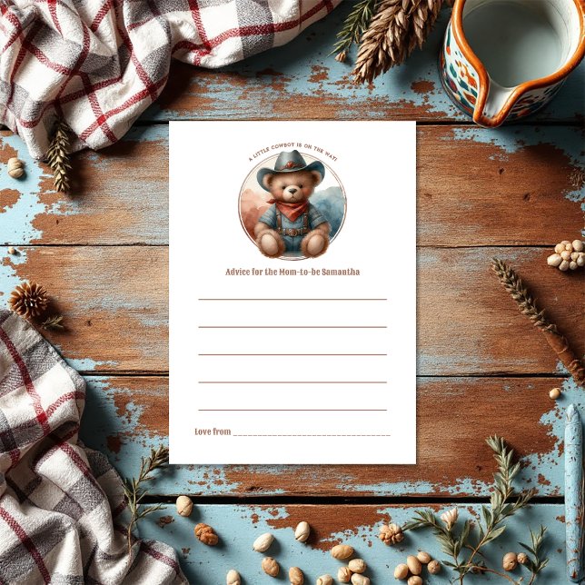 Rustic Little Cowboy Baby Shower Advice Card (Rustic Little Cowboy Baby Shower Advice Card)