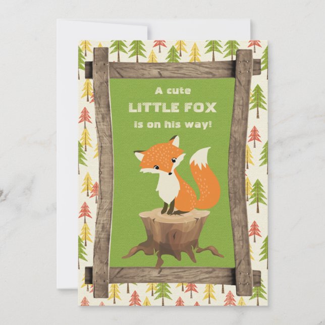 Rustic Little Fox Boy Baby Shower Invitation (Front)