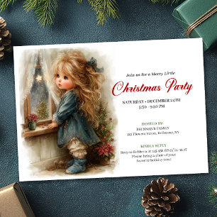 Rustic little girl awaiting Santa printable invite
