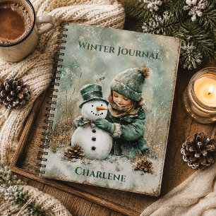 Rustic Little Girl Snowman Winter Journal