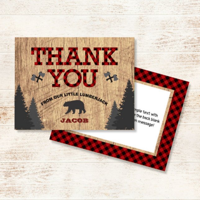 Rustic Little Lumberjack Buffalo Plaid Thank You (Creator Uploaded)