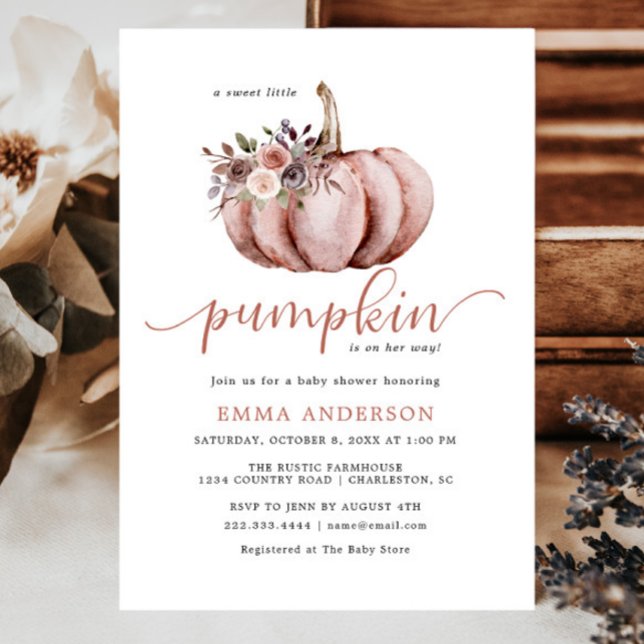 Rustic Little Pumpkin Baby Girl Shower Invitation (Creator Uploaded)