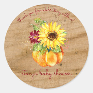 Rustic Little Pumpkin Baby Shower Classic Round Sticker