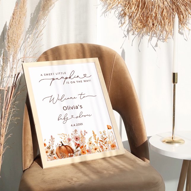 Rustic Little Pumpkin Fall Meadow Welcome Poster (Creator Uploaded)