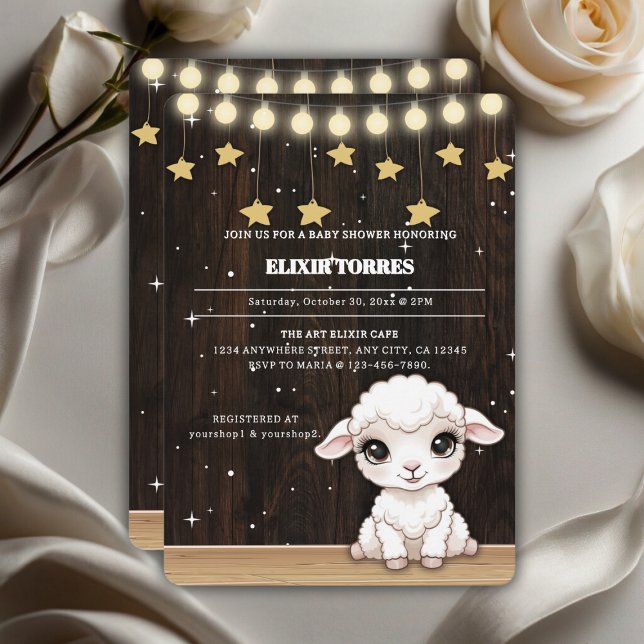 Rustic Little White Lamb Baby Shower Invitation (Creator Uploaded)