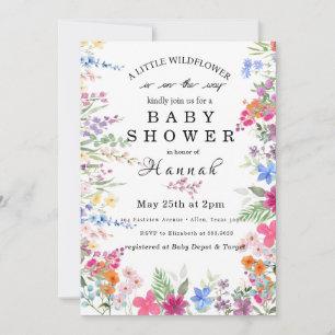 Rustic Little Wildflower Baby Shower Invite