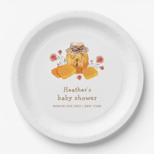 Rustic Little Wildflower Honey Bee Baby Shower  Paper Plate