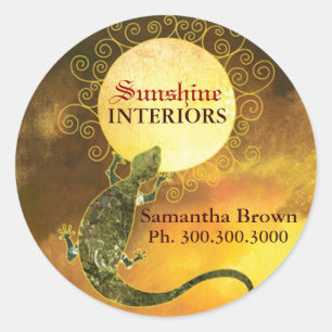 Rustic Lizard Holding the Sun Business Classic Round Sticker