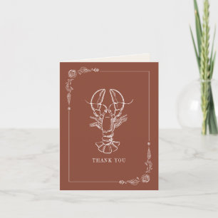Rustic Lobster Terracotta Beach Wedding Thank You Card