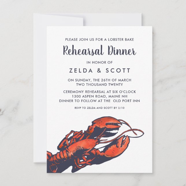 Rustic Lobster Wedding Rehearsal Dinner Invitation (Front)
