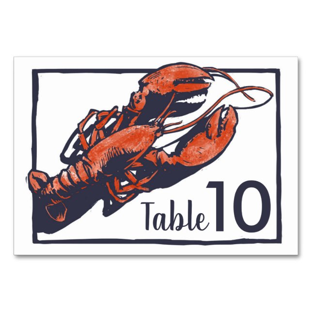 Rustic Lobster Wedding Table Number (Front)