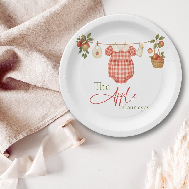 Rustic Locally Grown Clothesline Apple Baby Shower Paper Plate (Creator Uploaded)