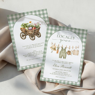 Rustic Locally Grown Farmers Market Baby Shower Invitation