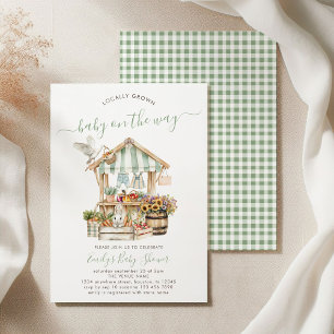 Rustic Locally Grown Farmers Market Baby Shower  Invitation